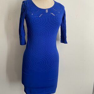 Royal Blue Textured Lace Bodycon Dress